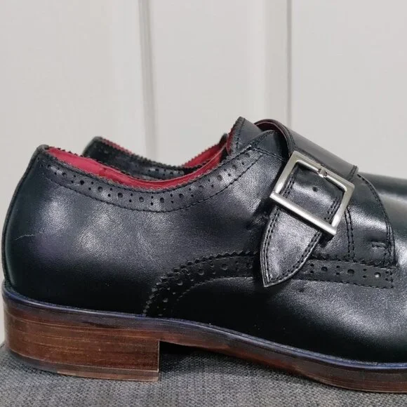 Moretti Black Label Leather Monk Strap Loafer Dress Shoes Men's Size 12 - Picture 5 of 12
